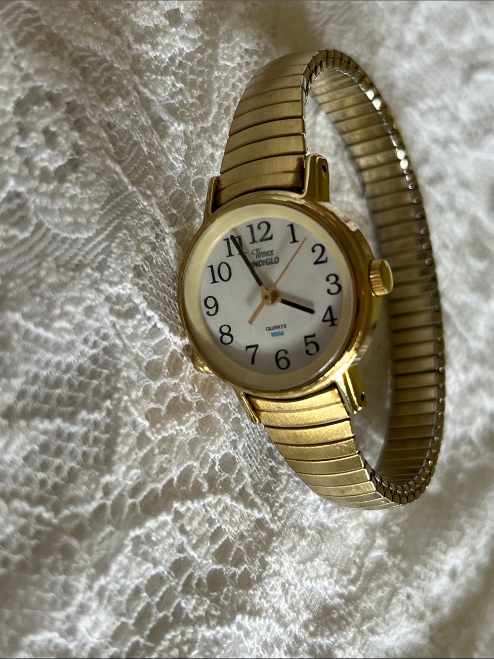 Timex Gold Tone Ladies Watch with White Dial